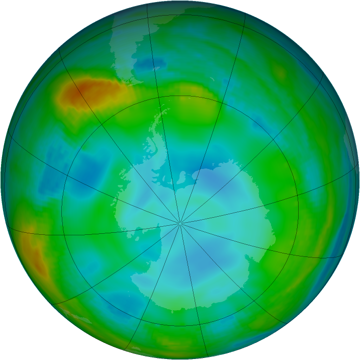 Antarctic ozone map for 22 June 1989